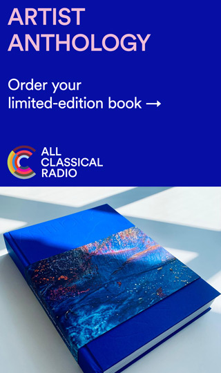 Blue pop-up banner with blue coffee table book